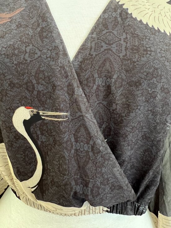 NWT "Show Me Your Mumu" - Crop Top - Black Sheer White Crane - Size Small - Picture 7 of 12